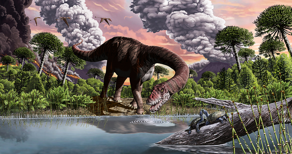 Lebendrekonstruktion des frühen Sauropoden Bagualia alba